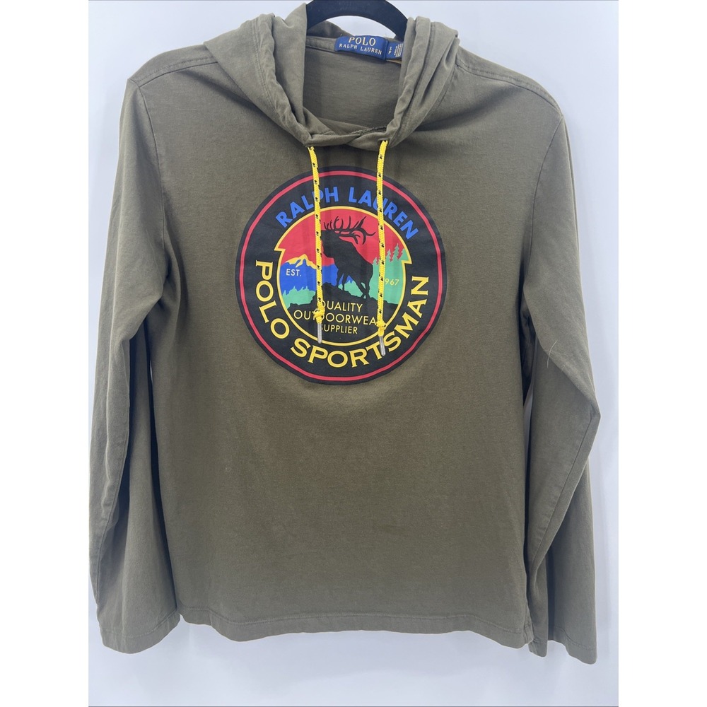 Polo Ralph Lauren Men's Hooded Jersey Sportsman T-Shirt Army Green S SMALL
